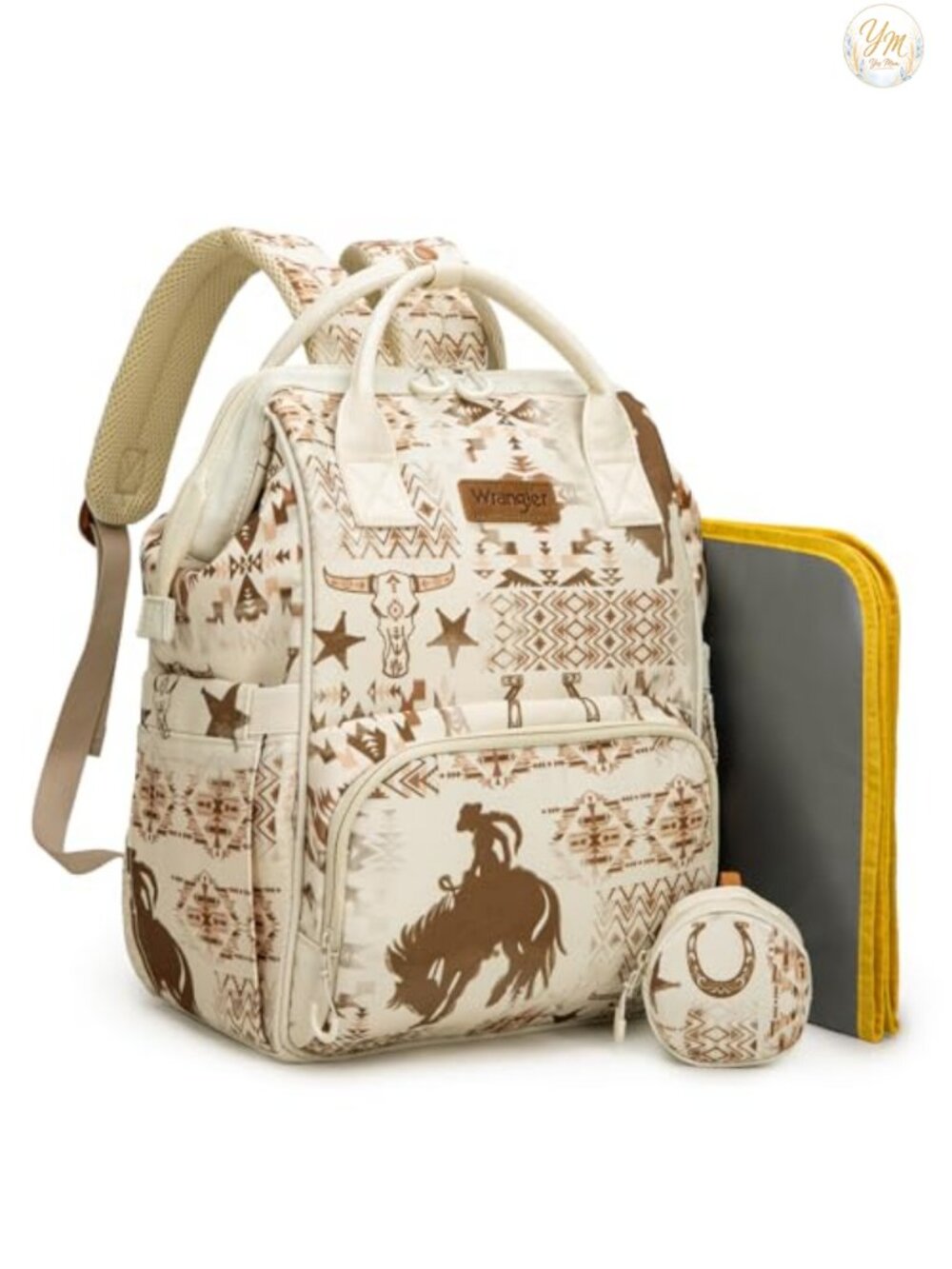 Wrangler Diaper Bag Backpack Aztec Western Multi-Function Travel Bag